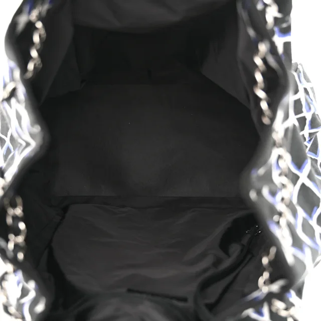 Chanel Printed Airline Drawstring Bag Black Blue in Black Canvas from FASHIONPHILE, photo 5 of 12