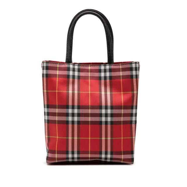 Red Burberry House Check Nylon Handbag in Red Nylon from Designer Revival, photo 1 of 1