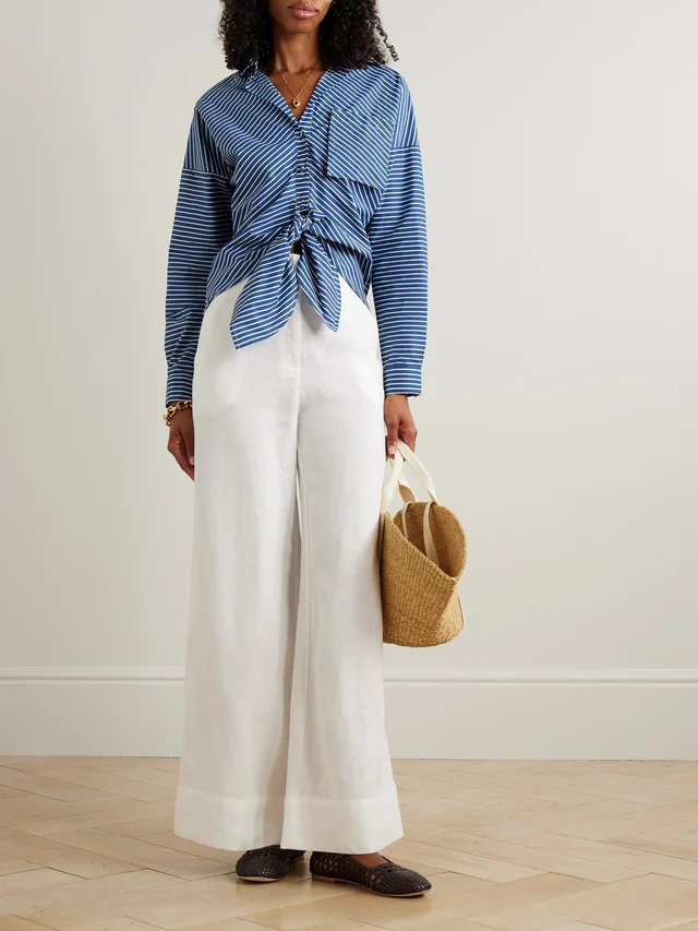 ANDRES OTALORA Me Hablas linen wide-leg pants in White, photo 2 of 2 from NET-A-PORTER (Canada)