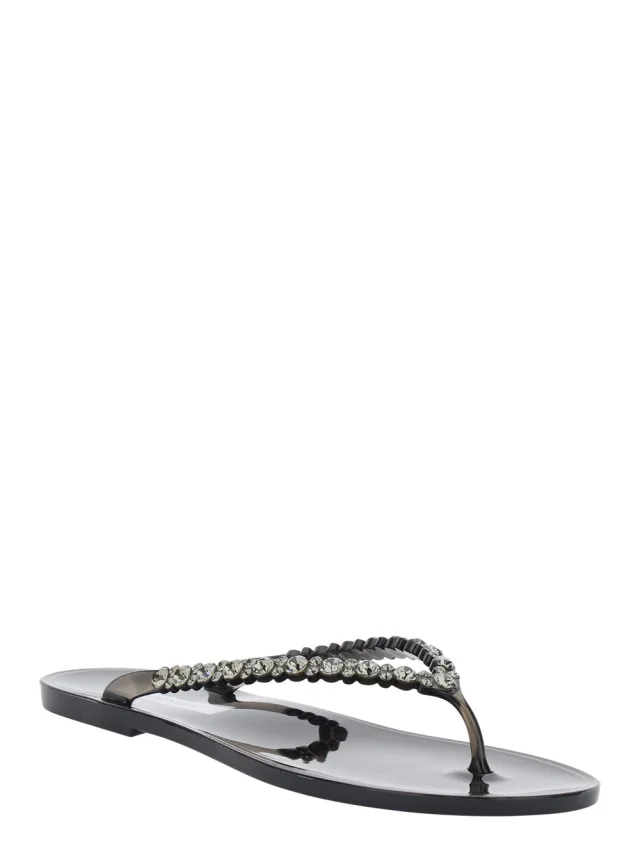 MENGHI 'BERTA' Black Sandals with Flip-Flop Design and Bead Details in PVC Women in Black, photo 3 of 8 from Gaudenzi Boutique