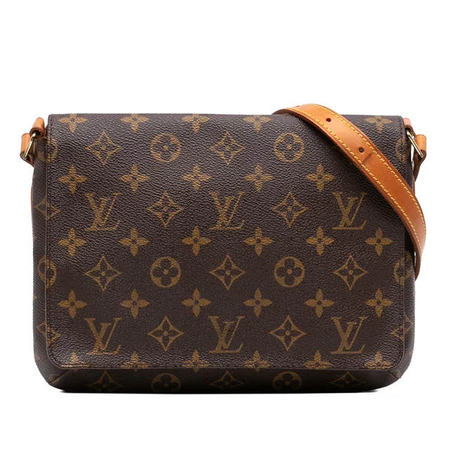 Brown Louis Vuitton Monogram Musette Tango Short Strap Shoulder Bag in Brown Coated canvas from Designer Revival