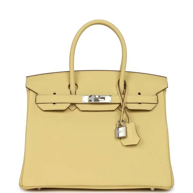 Hermès Birkin 30 Jaune Poussin Togo Palladium Hardware in Yellow Togo leather from Madison Avenue Couture