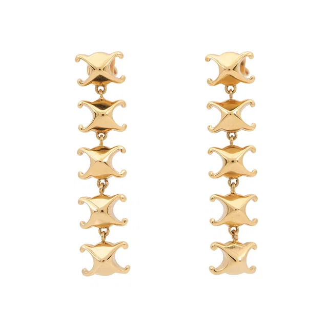 Celine Triomphe Studded Long Earrings461FC6BRA.35OR Gold Plated in Gold from GALLERY RARE