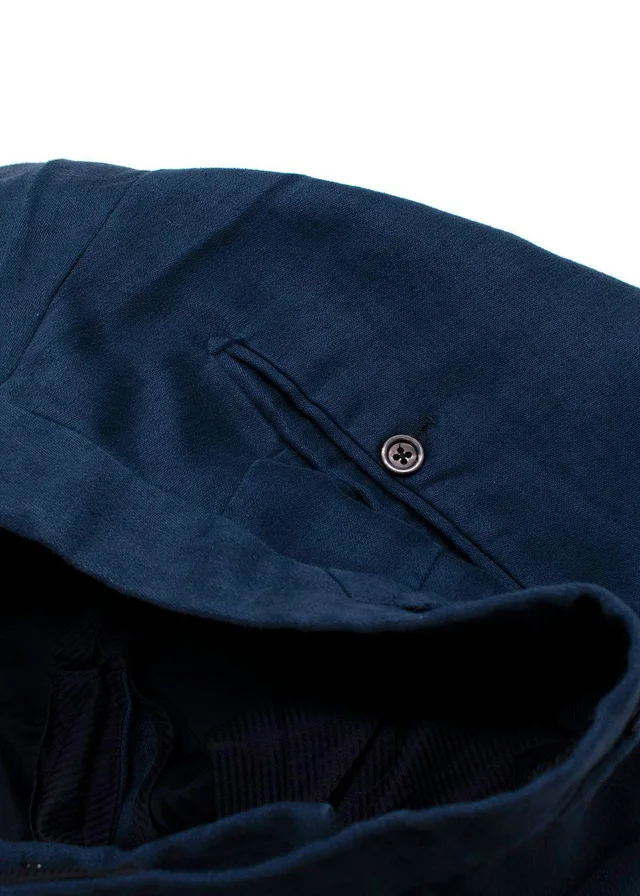 Tom Ford Navy Linen Trousers in Navy from HEWI, photo 2 of 2
