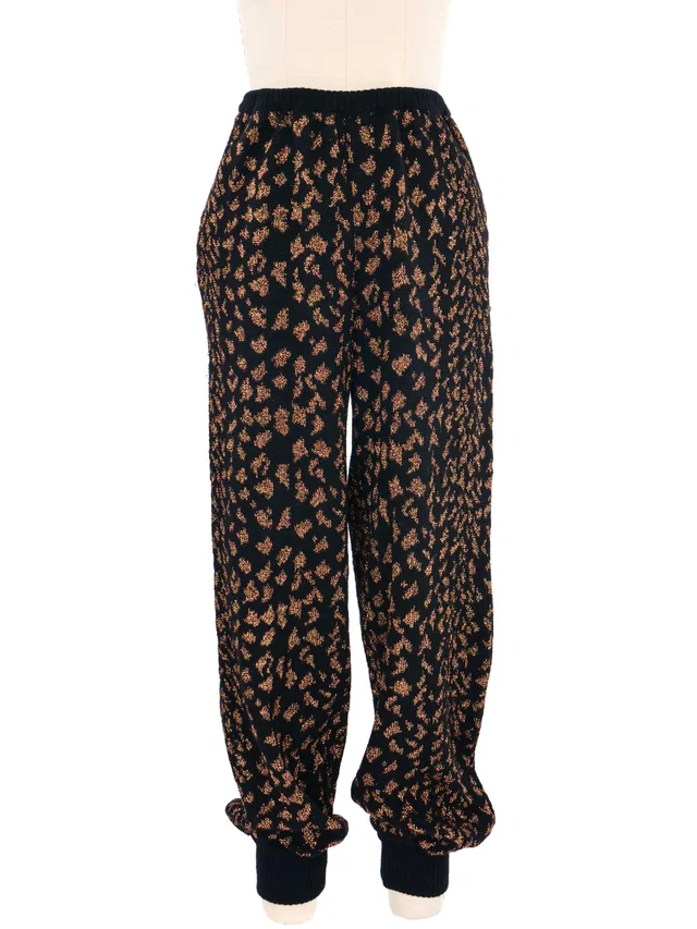 Saint Laurent Metallic Leopard Knit Jogger Pants in Wool from Arcade Vintage