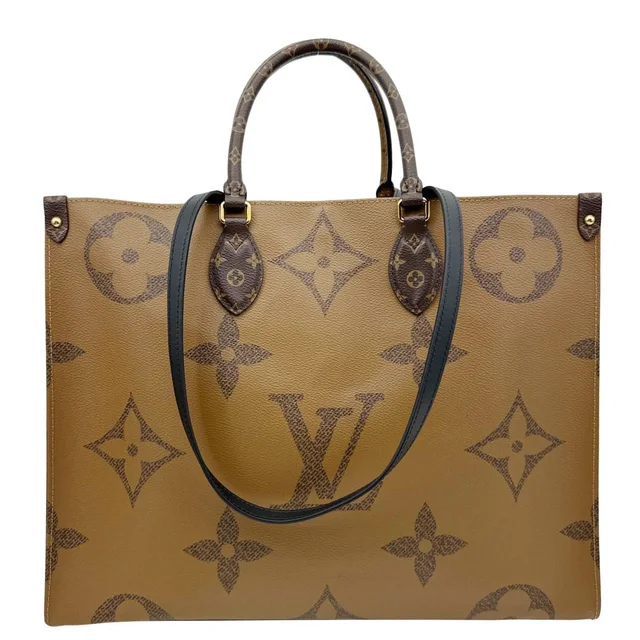 Louis Vuitton Onthego GM Giant Monogram Reverse Canvas Tote Bag Brown in Brown Canvas from Dallas Designer Handbags