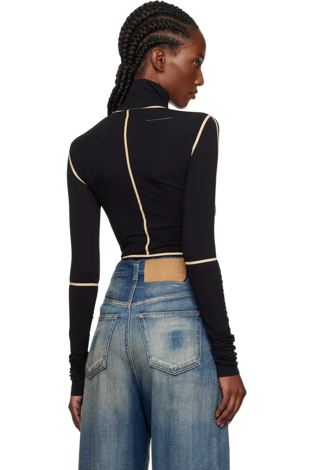 MM6 Maison Margiela Black Long-Sleeve Bodysuit, photo 3 of 3 from SSENSE