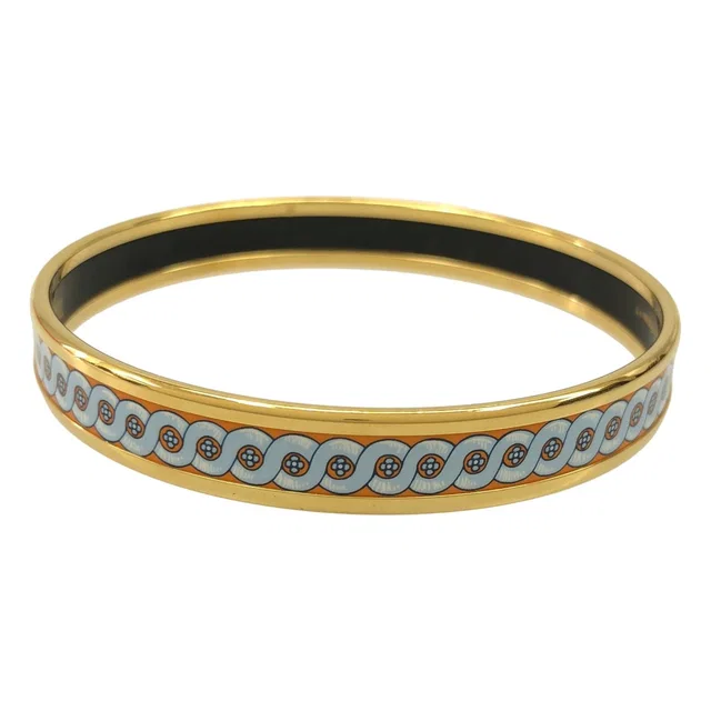 Hermès Email Bangle PM Enamel Bracelet Blue in Blue from The Reluxe
