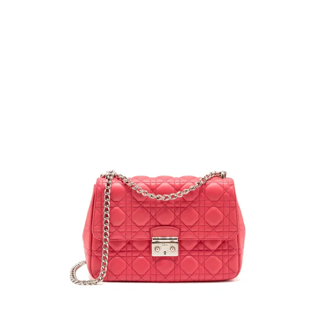 Medium Miss Dior Flap Bag Cannage Lambskin Pink SHW in Pink Lambskin from EMIER