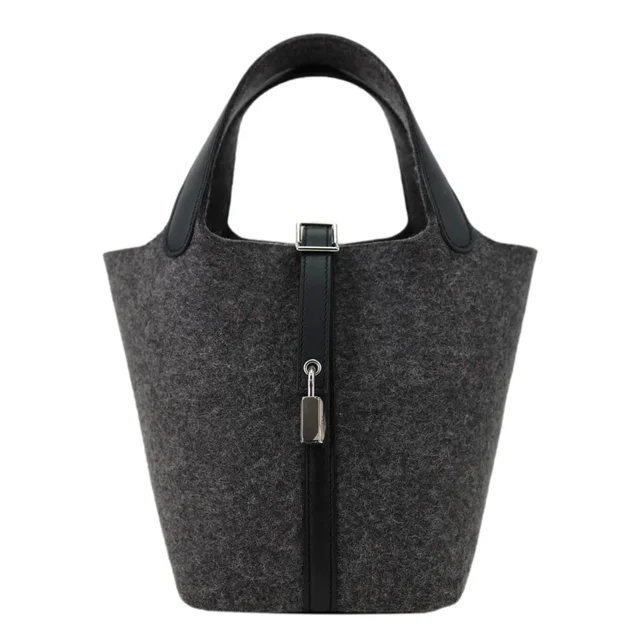Hermès Picotin Lock 18 Soft Felt Satchel Bag Grey in Grey Leather from Dallas Designer Handbags