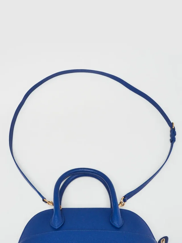 Balenciaga Blue Stamped Calfskin Leather Small Ville Satchel Bag in Blue Calfskin from Yoogis, photo 9 of 13
