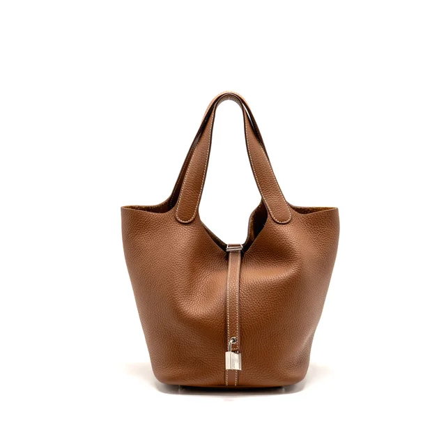 Hermès picotin 22 lock bag clemence gold SHW stamp B in Gold Clemence leather from EMIER
