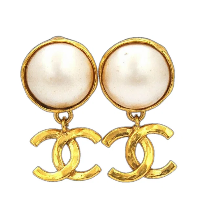 Chanel Earrings Gold CC Logo in Gold from The Reluxe