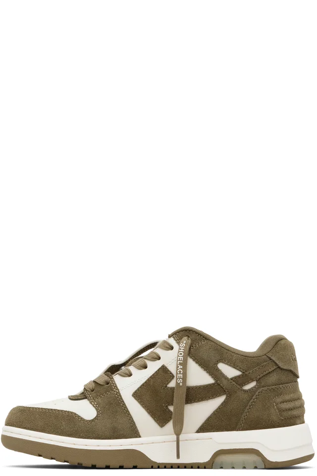 Off-White & Khaki Out Of Office Calf & Suede Sneakers, photo 3 of 5 from SSENSE