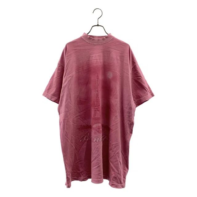 Balenciaga Paris Moon Oversized Tee Vintage Processed T-Shirt 2 Pink in Pink from The Reluxe
