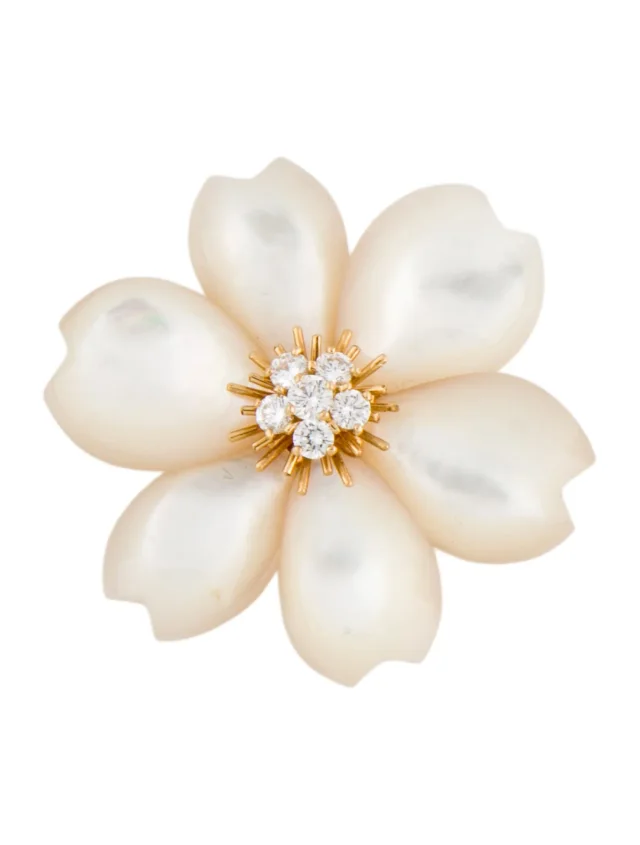 Van Cleef & Arpels Mother of Pearl Rose de Noel Brooch in multicolor from The RealReal