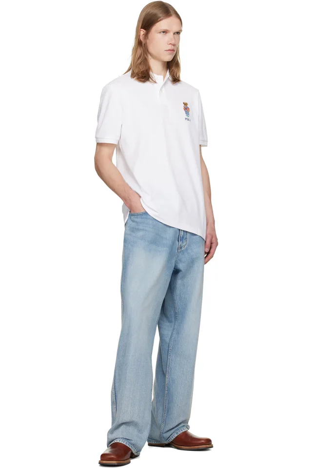 Polo Ralph Lauren White Classic Fit Polo Bear Mesh Polo, photo 4 of 4 from SSENSE