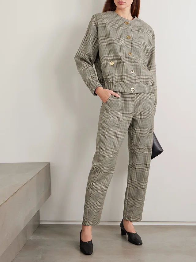 VIOLANTE NESSI Kelly houndstooth wool bomber jacket in Beige, photo 2 of 2 from NET-A-PORTER (Canada)