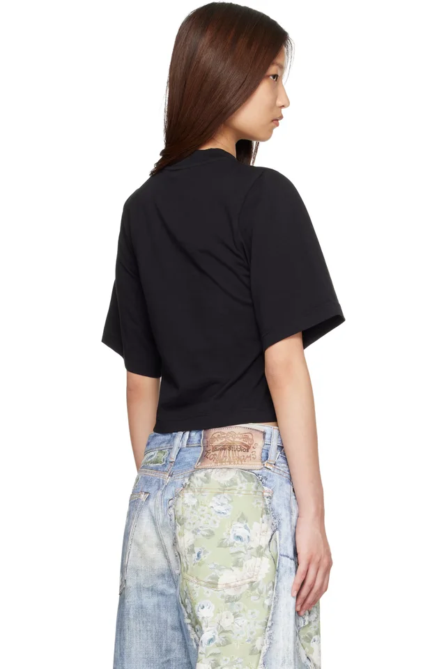 Palm Angels Black Dripping Curved Logo Boxy T-shirt, photo 3 of 4 from SSENSE