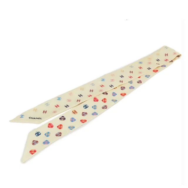 Chanel Thai Scarf Ribbon Ivory Multicolor Silk in White Silk from The Reluxe