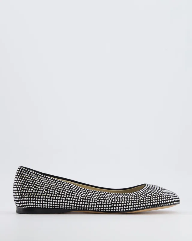 Loewe Black Suede Crystal Embellished Ballet Flats Size EU 39 in Black Suede from Sellier