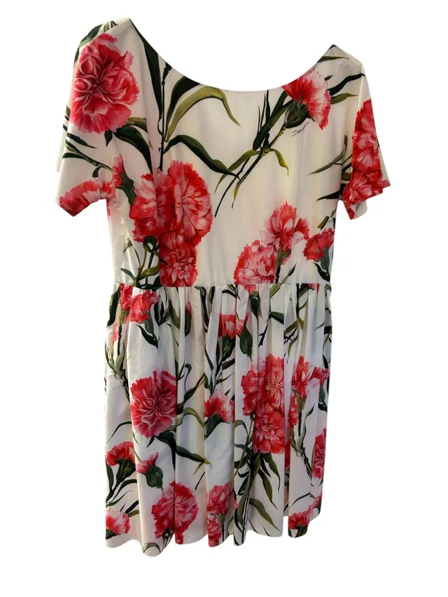 Dolce & Gabbana DRESS White Flower Print in White from Luxury Promise
