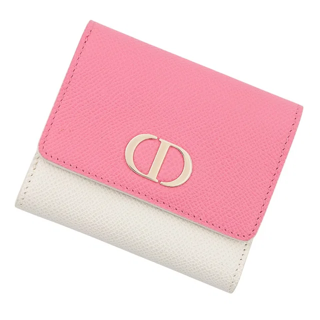 Dior Montaigne Lotus Wallet White/Pink Leather in White Leather from GALLERY RARE