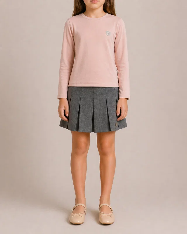 Moncler Kids Pink Long-Sleeve T-Shirt with Crystal Logo Patch Detail Size 8 years in Pink from Sellier