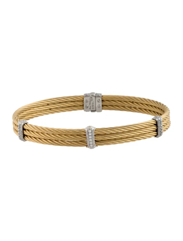 Charriol Diamond Three-Row Cable Bangle Bracelet, 7" in multicolor from The RealReal