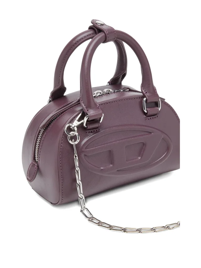 Diesel 1DR Dome-mini bowling bag in leather in Purple, photo 3 of 5 from FARFETCH