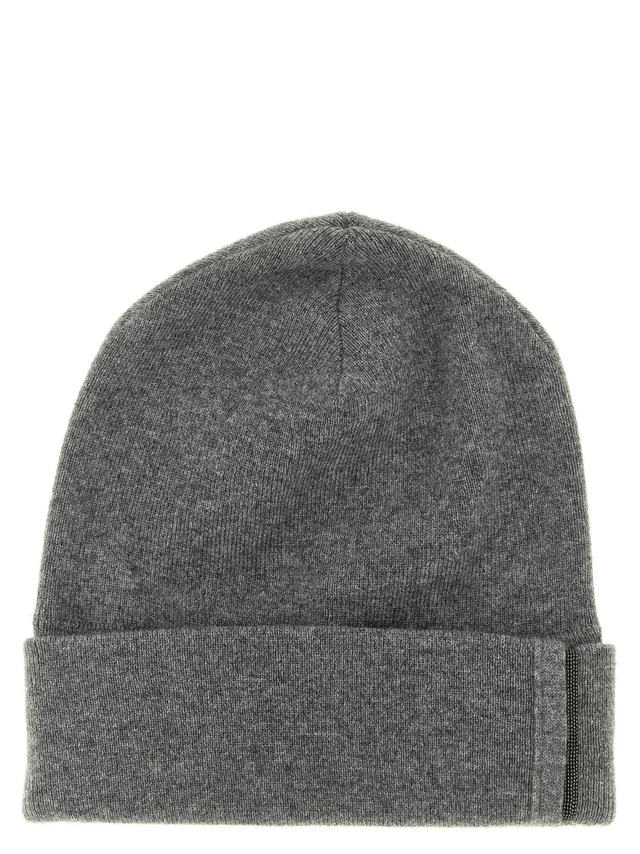 Brunello Cucinelli Beanie — Gray Pure Cashmere Beanies in Grey Cashmere from HEWI