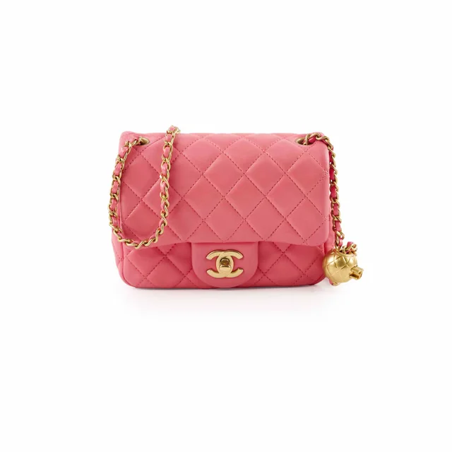 Chanel Pearl Crush Mini Square Crossbody Bag Coral in Lambskin from The Purse Affair