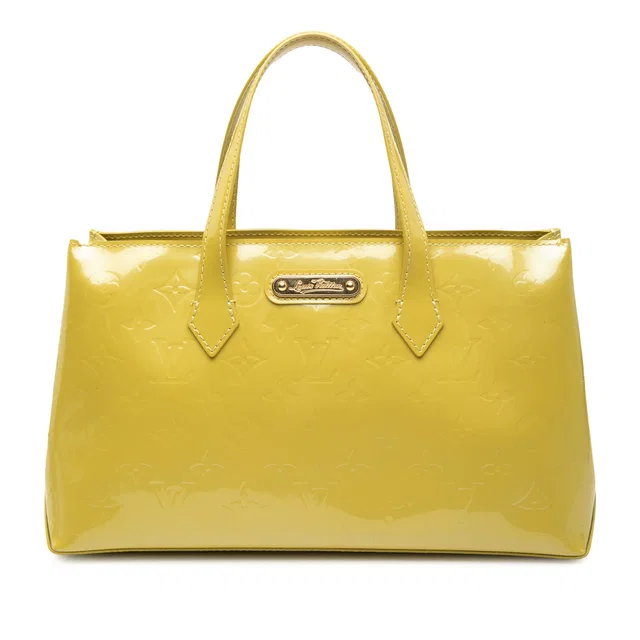 Yellow Louis Vuitton Monogram Vernis Wilshire PM Handbag in Yellow Leather from Designer Revival
