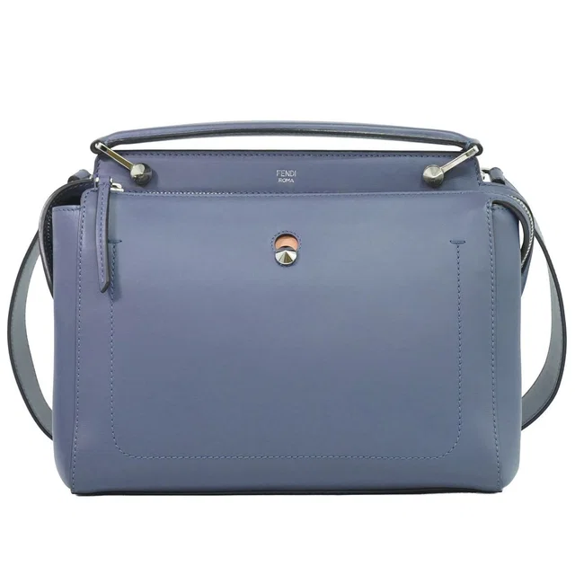 Fendi Dotcom 2-Way Shoulder Bag Leather Blue in Blue Leather from The Reluxe