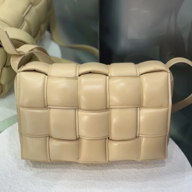 Valentino Garavani BOTTEGA VENETA Creme Padded Cassette Bag in Lambskin from Revivre
