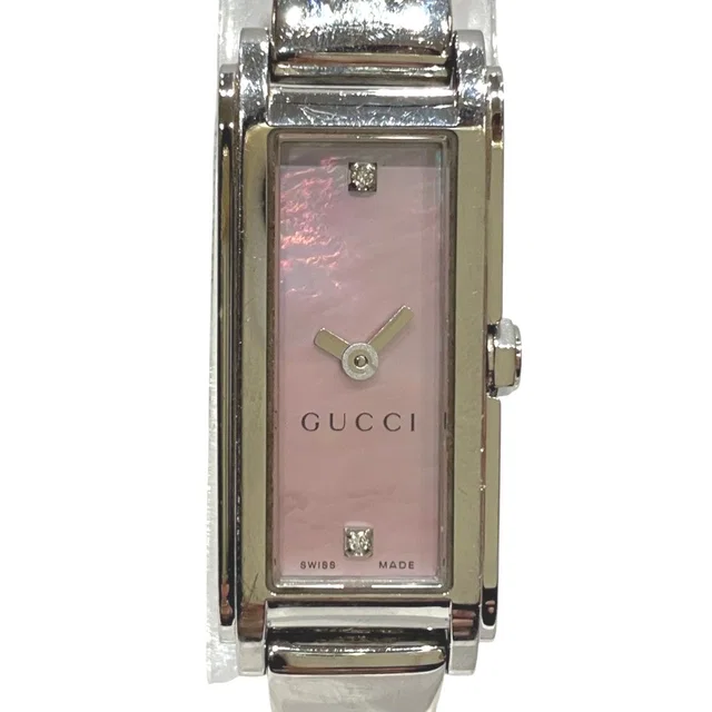 Gucci Bangle Watch SS Quartz Pink Shell Dial in Pink from The Reluxe