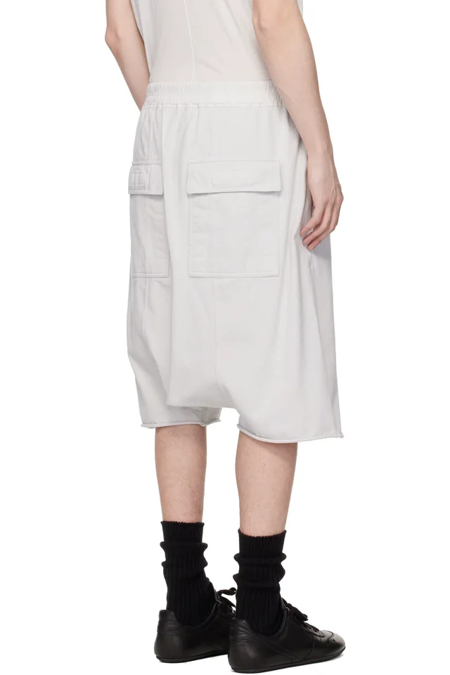 Rick Owens DRKSHDW Off-White Temple Drawstring Pods Shorts, photo 3 of 4 from SSENSE