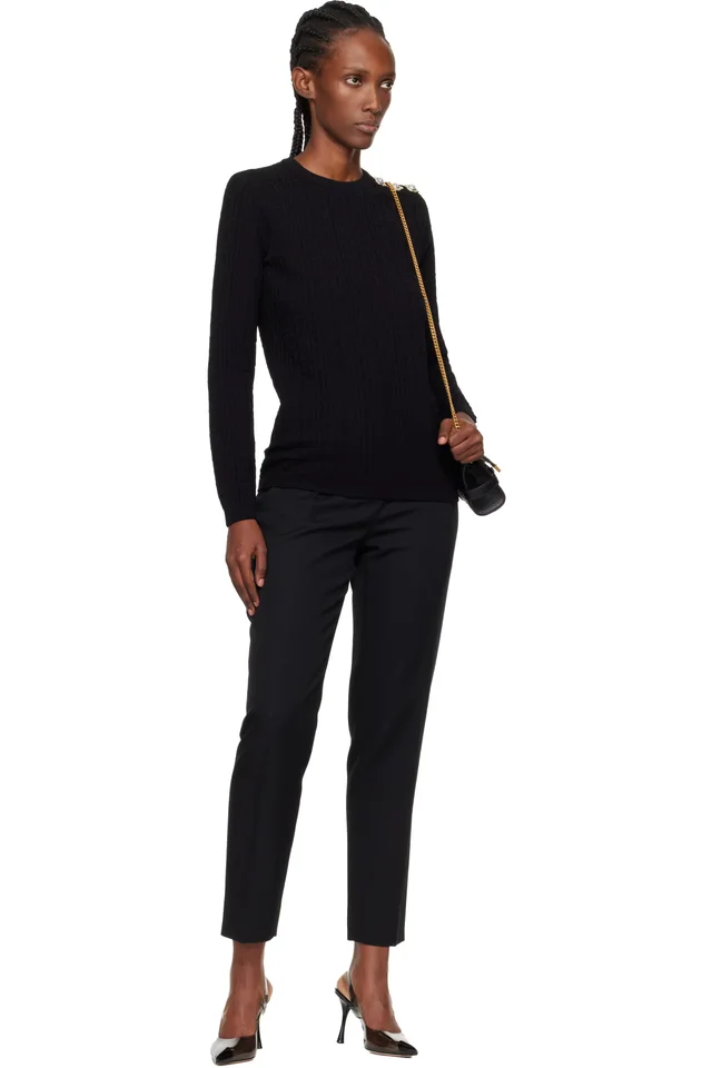 BALMAIN Black Monogram Sweater, photo 4 of 4 from SSENSE