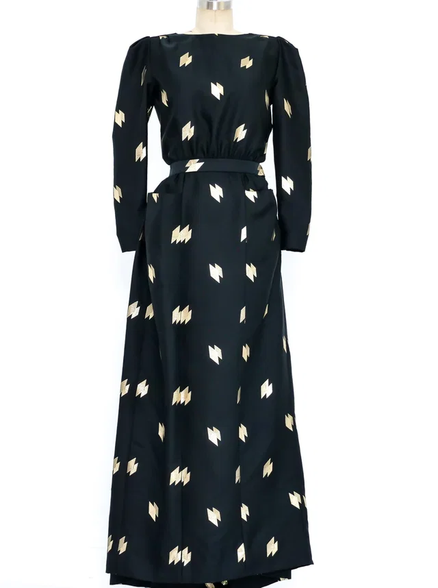 Dior Open Back Brocade Gown from Arcade Vintage