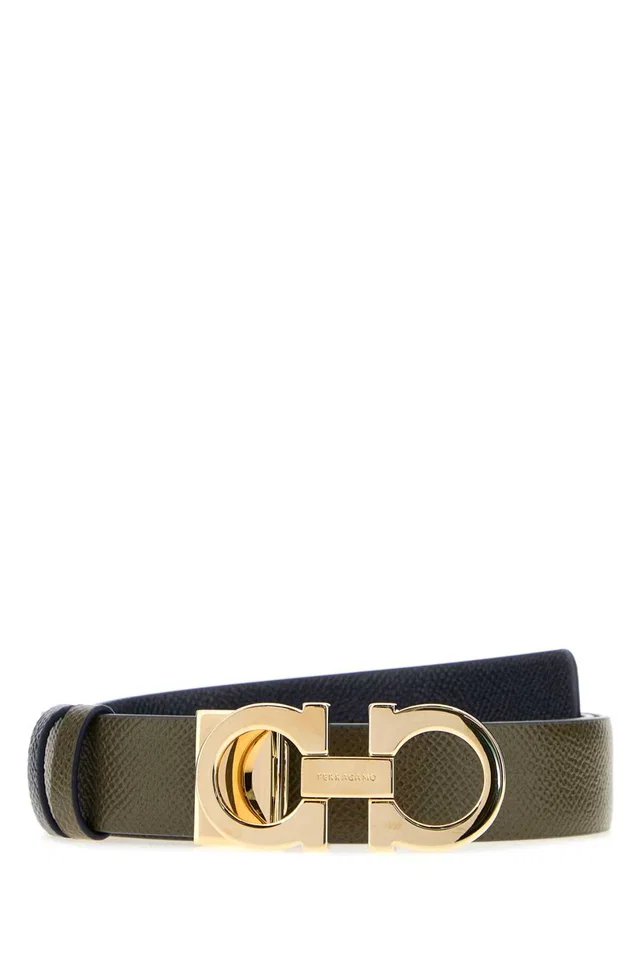 Ferragamo Reversible Leather Belt — Green in Green Leather from HEWI