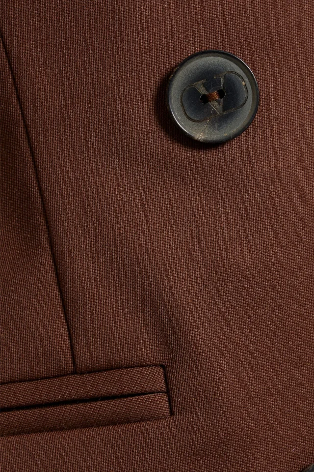 Valentino Garavani Double-Breasted Wool-Blend Crepe Blazer in Brown, photo 4 of 4 from THE OUTNET