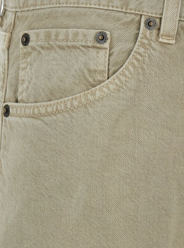 HAIKURE Khaki Green Jeans with Belt Loops and Logo Patch on the Back in Denim Women in Green, photo 6 of 6 from Gaudenzi Boutique