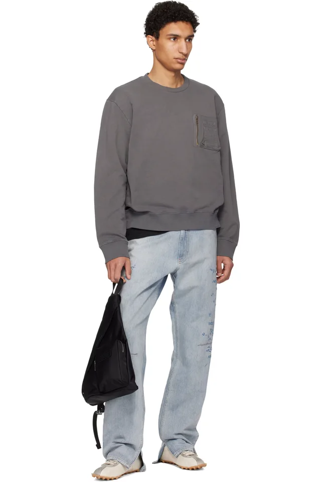 MM6 Maison Margiela Gray Utility Pocket Sweatshirt, photo 4 of 4 from SSENSE