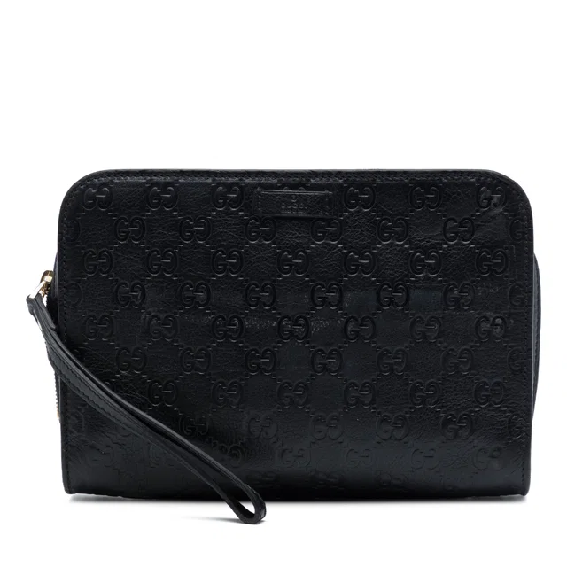 Black Gucci Guccissima Clutch in Black Leather from Designer Revival