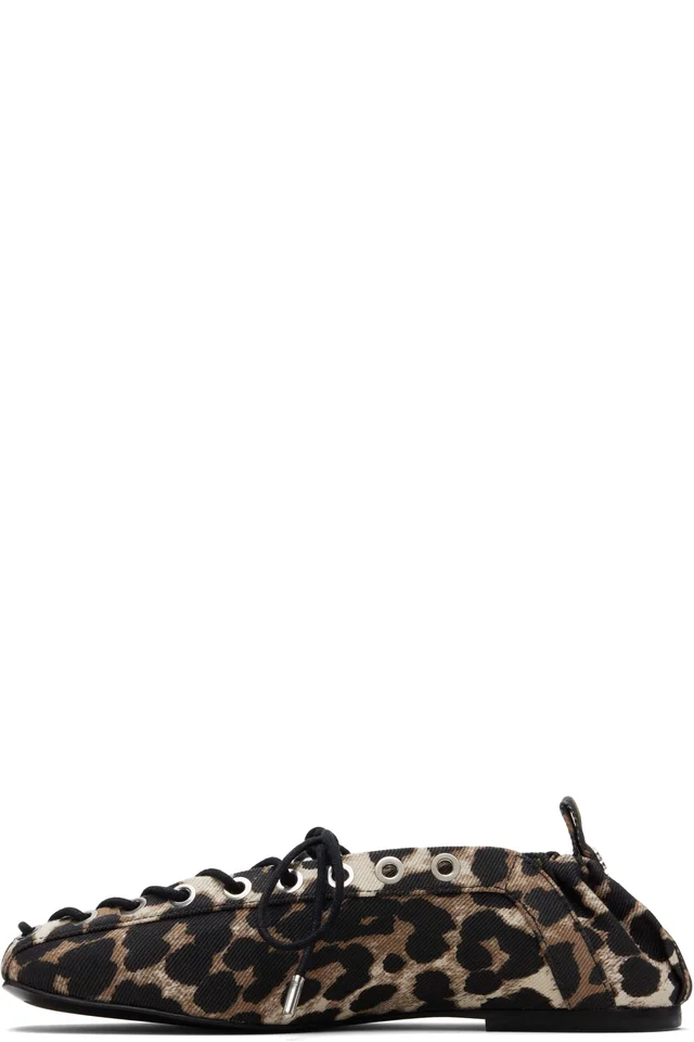 GANNI Brown Lace-Up Ballerina Flats, photo 3 of 5 from SSENSE