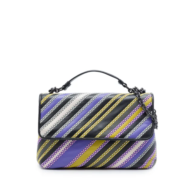 Purple Bottega Veneta Small Nappa Diagonal Stripe Satchel in Purple Nappa leather from Designer Revival