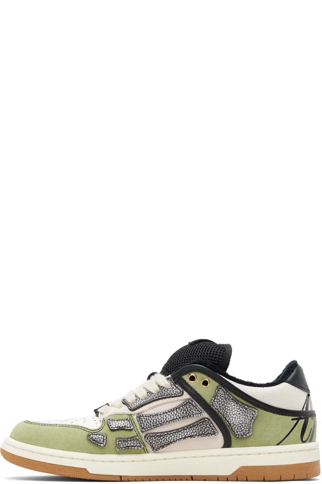 AMIRI White & Green XL Skel Top Low Sneakers, photo 3 of 5 from SSENSE