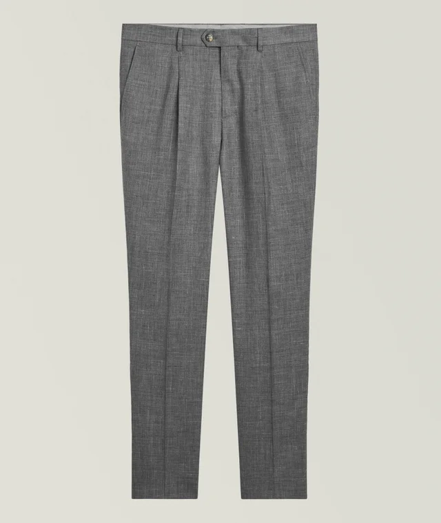 Brunello Cucinelli Textured Wool-Blend Suit Pants in Grey Linen & Linen Blends from Harry Rosen, photo 1 of 1