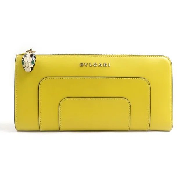 Bvlgari L-shaped Zipper Wallet Yellow X Pink in Pink Leather from The Reluxe
