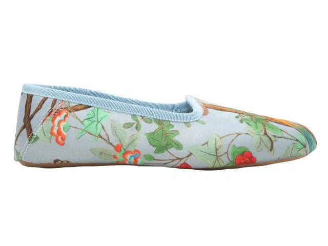 Blue & Multicolor Gucci Satin Printed Slipper Designer Size 33 in Blue Satin from Designer Revival